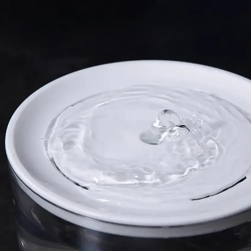 Silent automatic pet water fountain with continuous water flow for cats and dogs.