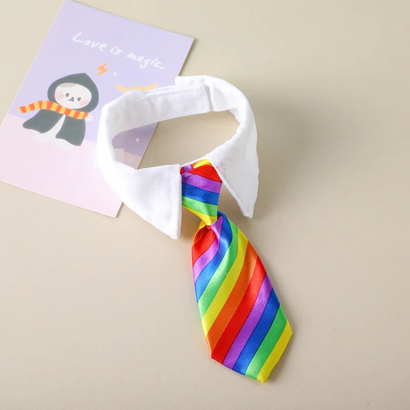 Adjustable striped bow tie collar for cats and small dogs – festive pet fashion