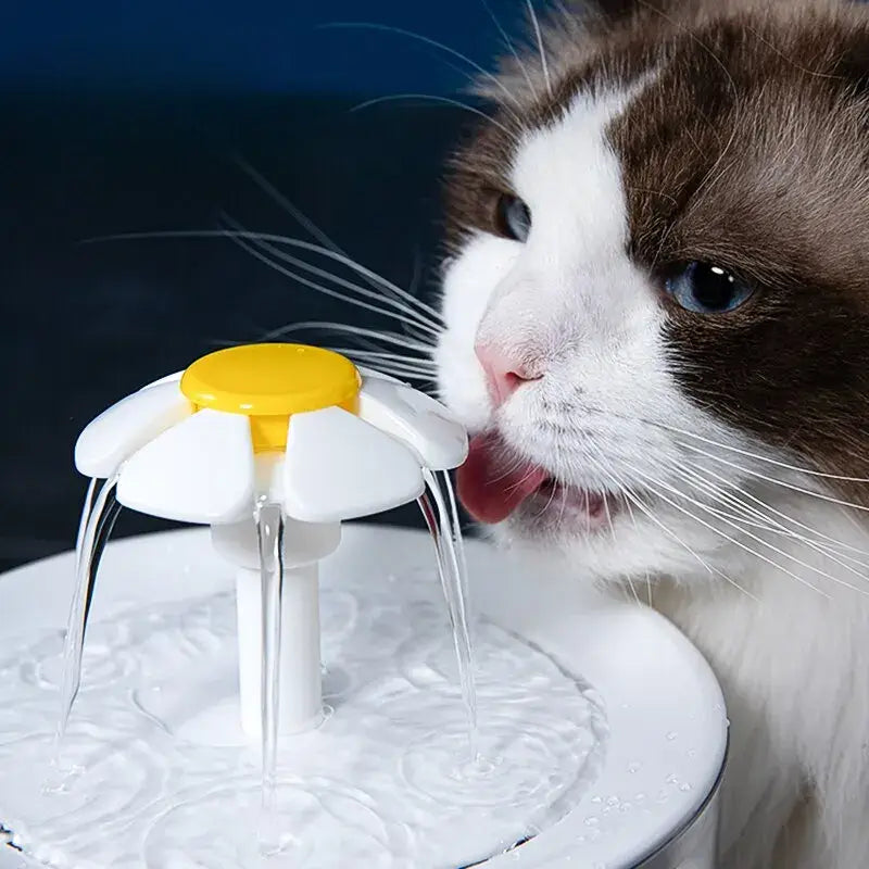 Silent automatic pet water fountain with continuous water flow for cats and dogs.