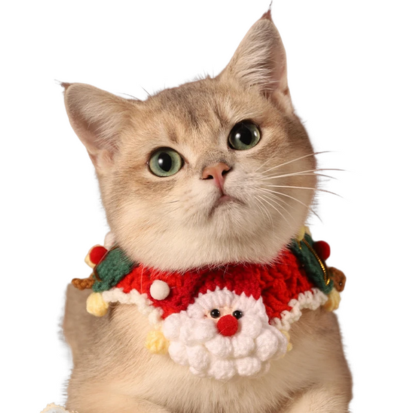 Christmas Pet Scarf Collar – Festive Bow Collar for Cats and Small Dogs