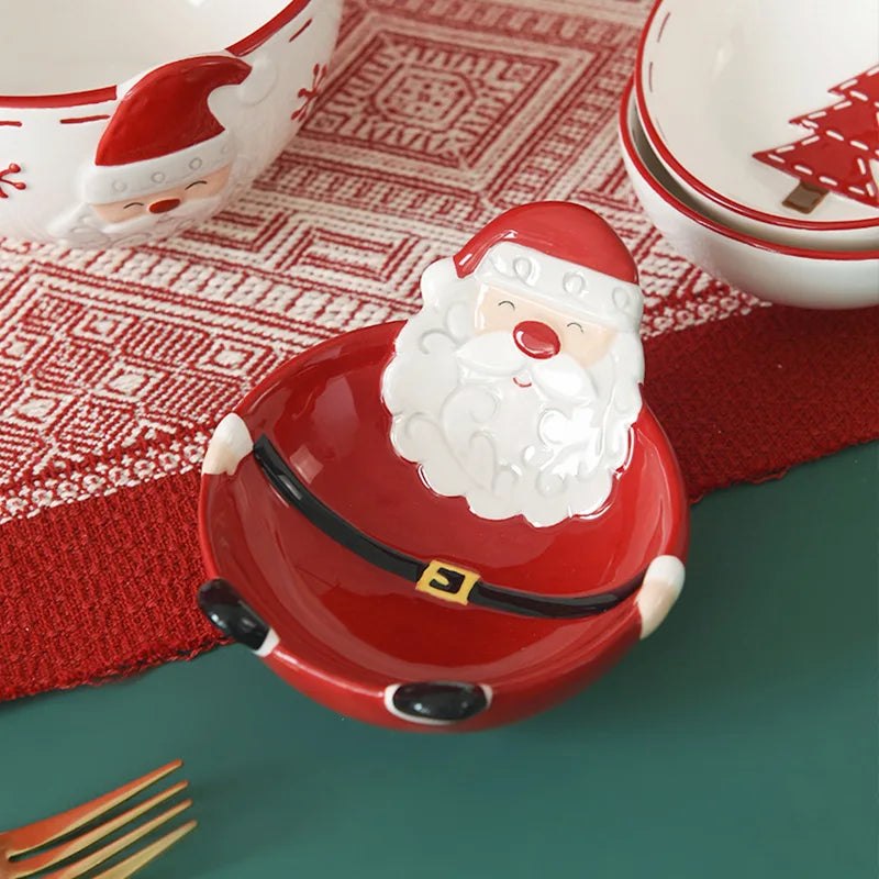 Nordic Santa Claus Ceramic Pet Bowl featuring Santa design for festive pet tableware, perfect for holiday meals.