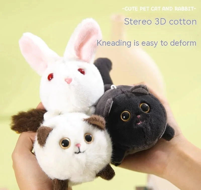 Tow Tail Plush Cat Doll with wagging tail, soft interactive toy for pets and cat lovers