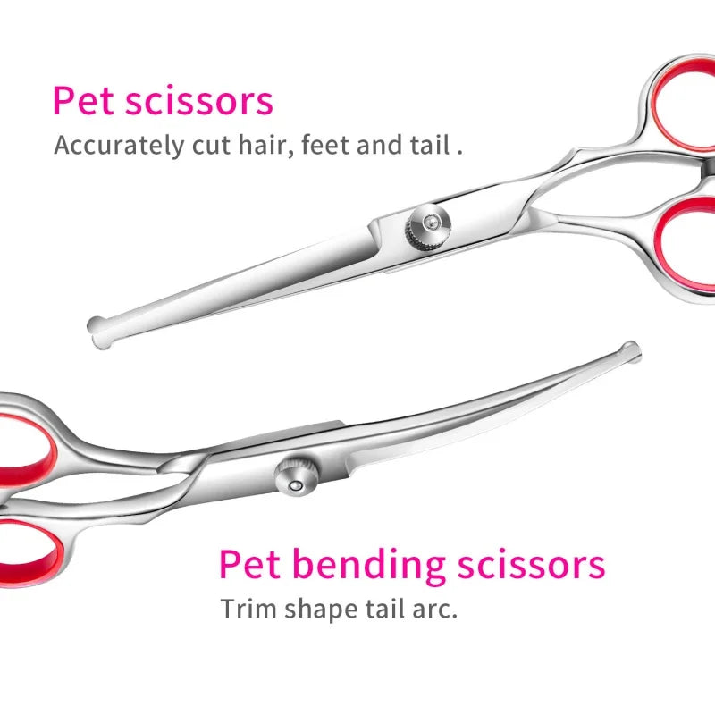 Stainless steel pet grooming scissors set for cats and dogs with comb and trimming tools
