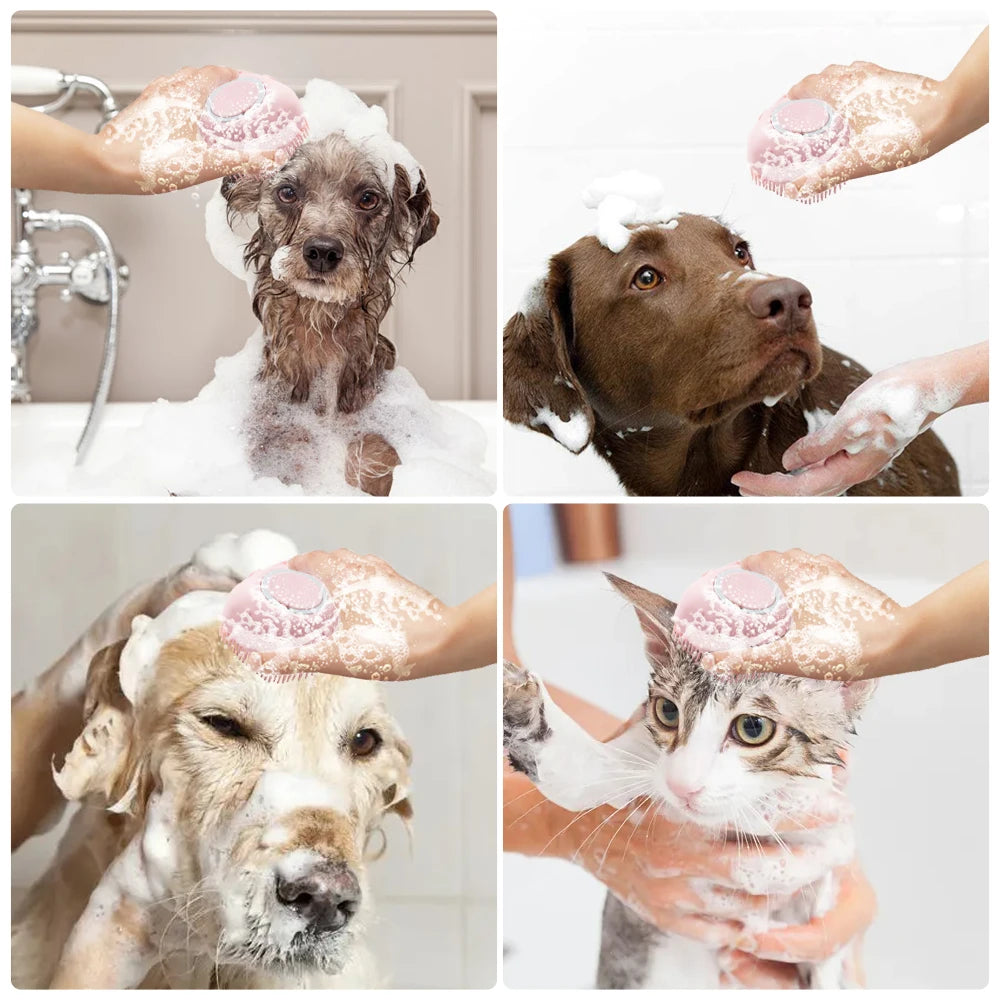 Soft silicone pet bath massage grooming gloves for dogs and cats