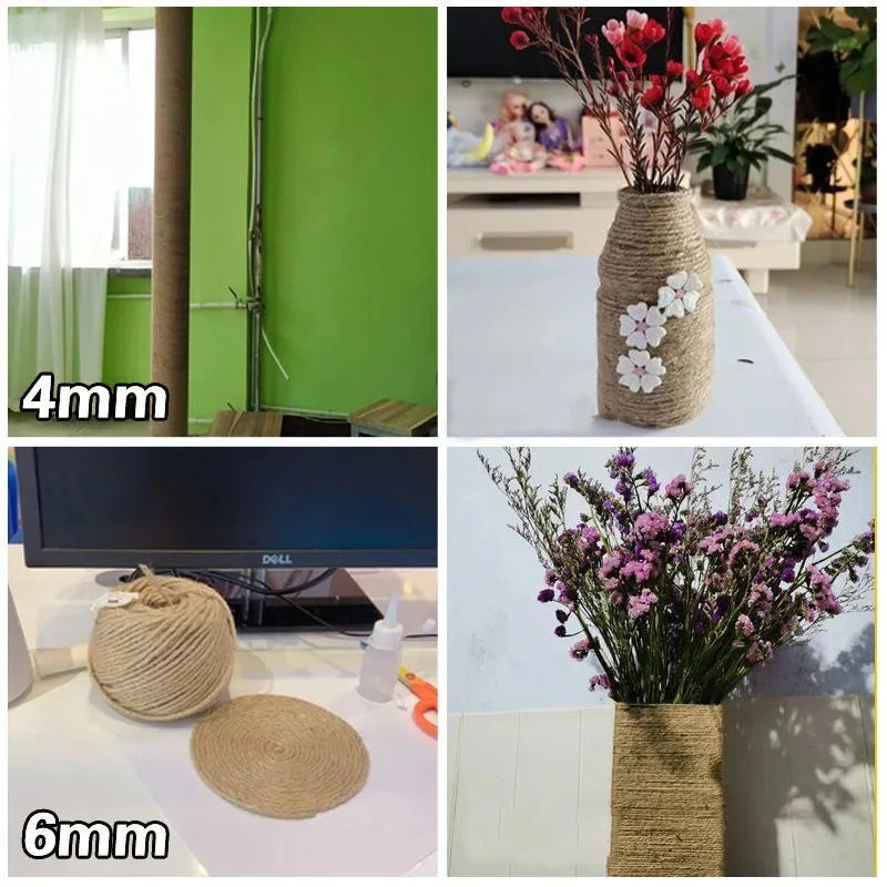 Natural jute rope for DIY cat scratching posts and furniture protection