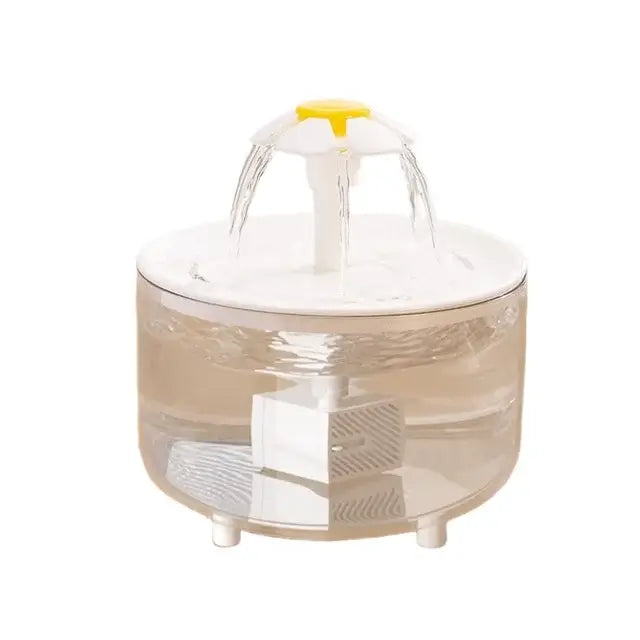 Silent automatic pet water fountain with continuous water flow for cats and dogs.