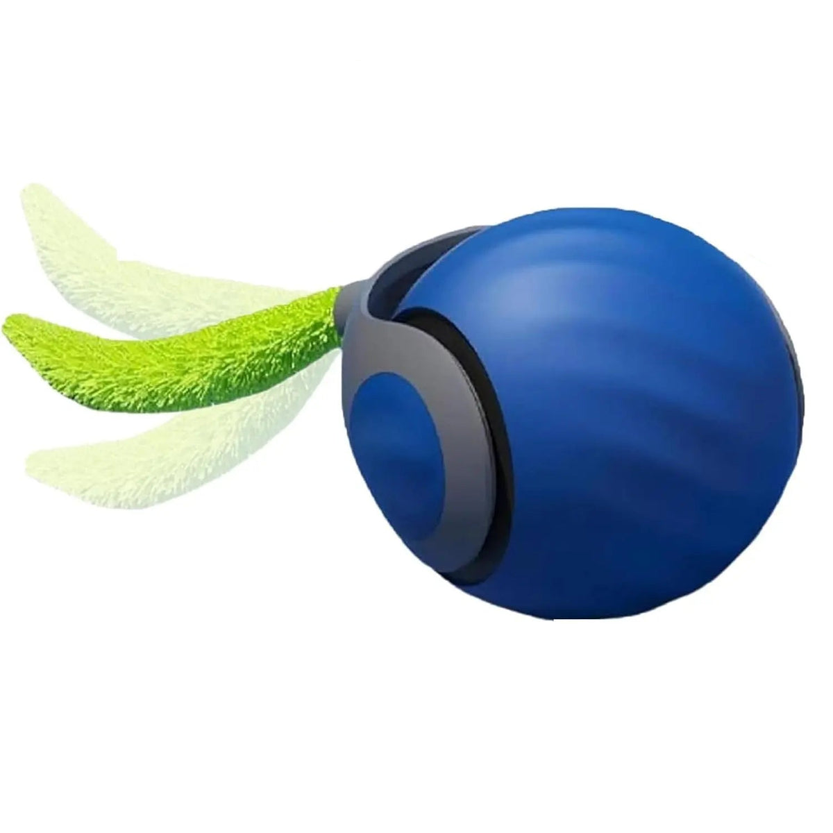 Interactive pet ball The Odyssey™ 2.0 with soft green feathers, designed to engage cats and dogs in playtime.