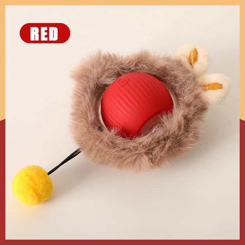 Rechargeable interactive cat toy ball with motion-activated play and smart rolling modes for indoor cats