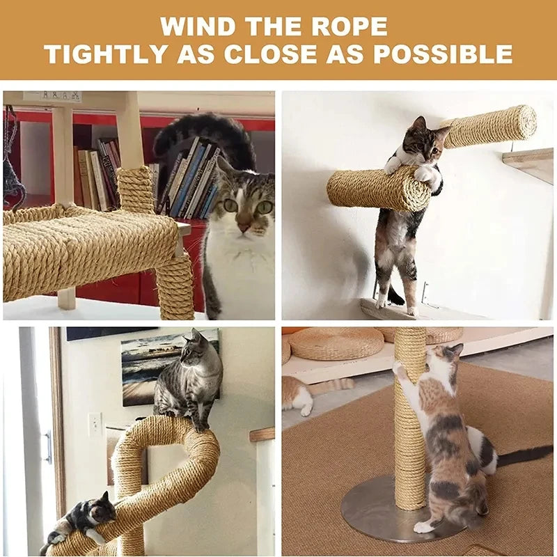 Natural jute rope for DIY cat scratching posts and furniture protection