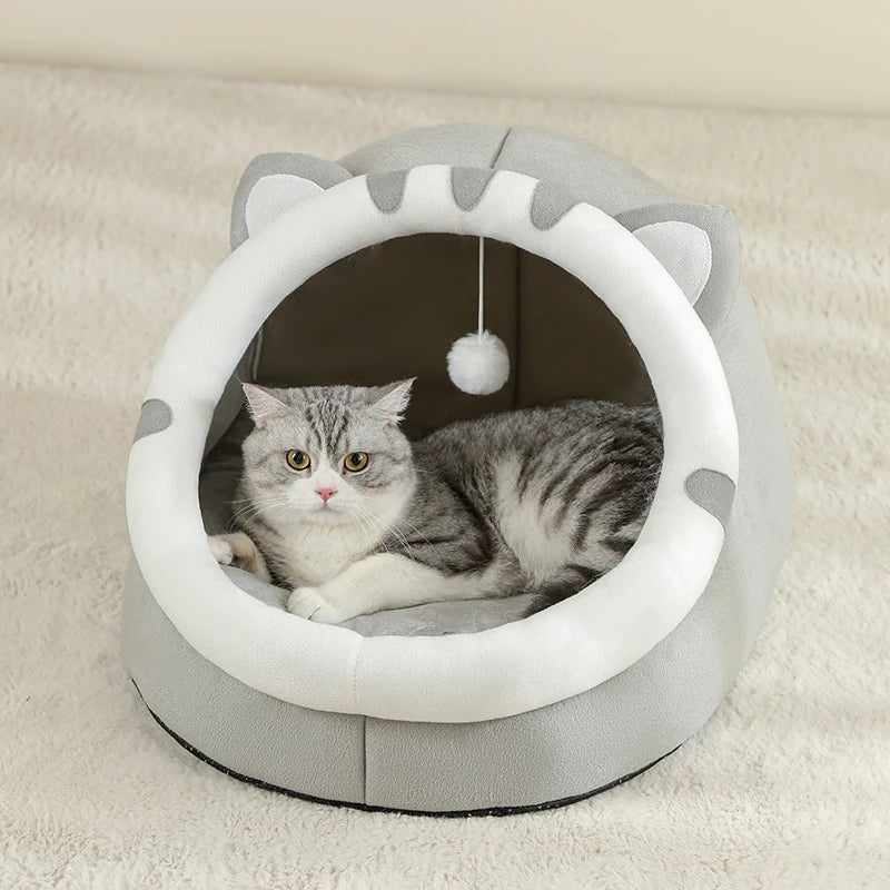 Super Cat Bed – Semi-enclosed plush cat cave with a cozy design for cats.