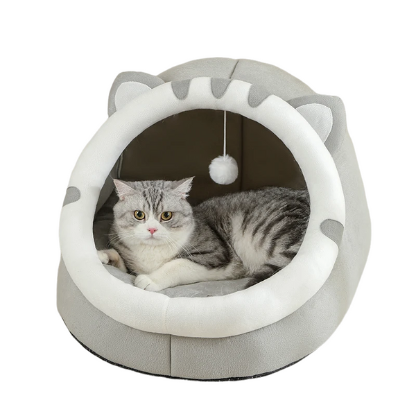 Super Cat Bed – Semi-Enclosed Plush Cat Cave for Cozy Comfort