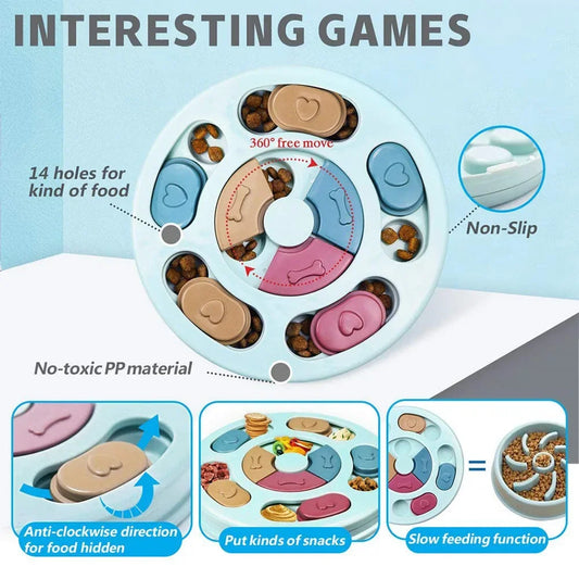 Slow Feeder Dog Puzzle Toy – Interactive food dispenser for dogs and cats with non-slip base