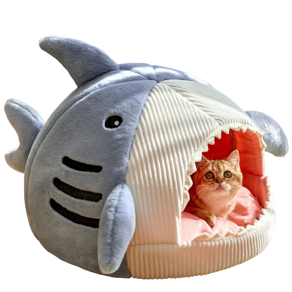 Enclosed warm cat bed with plush cushion for cats and small dogs