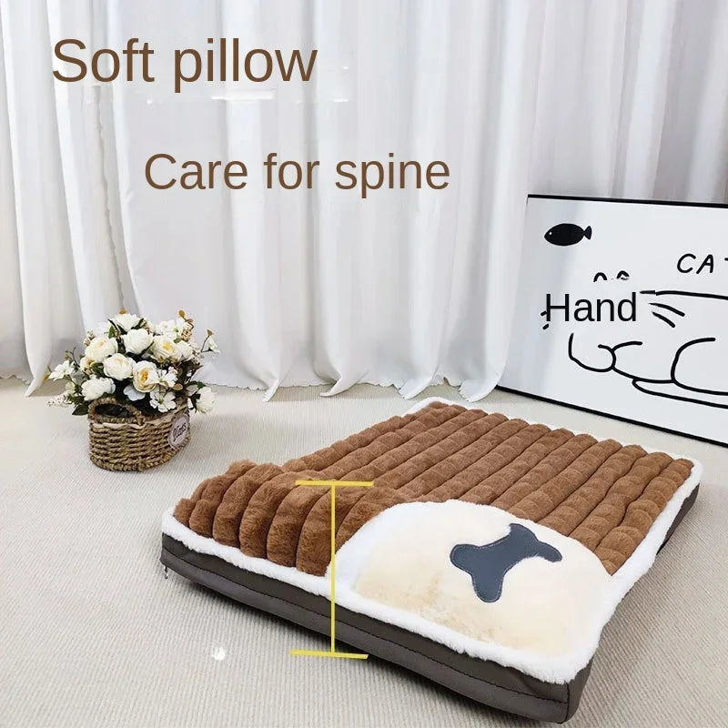 Thick plush pet bed mat for dogs and cats with washable cover for winter comfort
