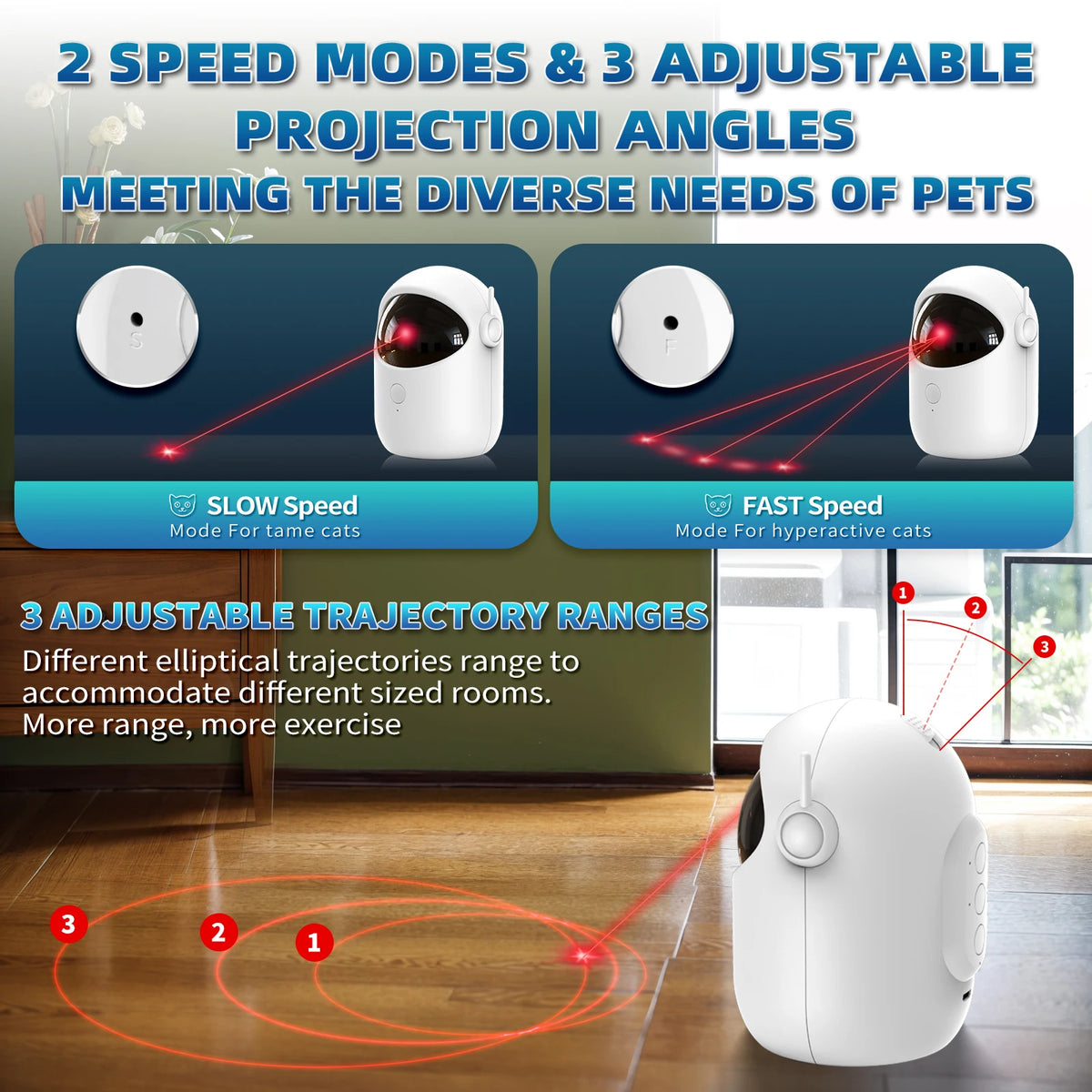 Rechargeable automatic laser toy for interactive cat play