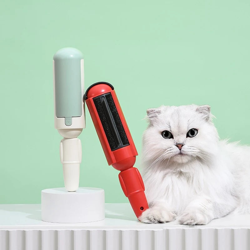 Reusable pet hair removal brush roller for furniture and clothes