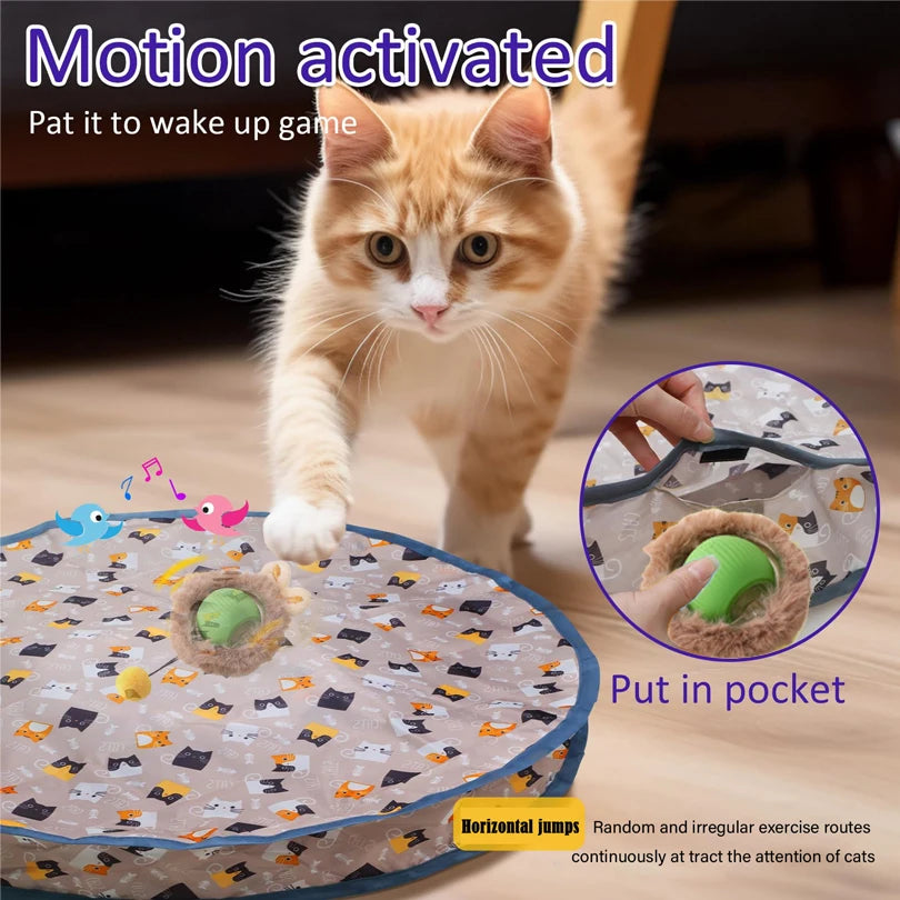 Rechargeable interactive cat toy ball with motion-activated play and smart rolling modes for indoor cats