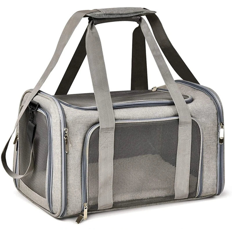 Foldable airline-approved cat and small dog travel tote bag