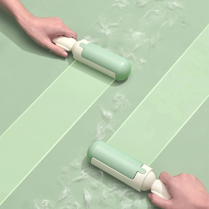 Reusable pet hair removal brush roller for furniture and clothes