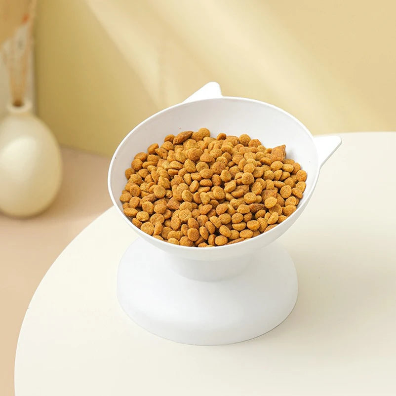 High bottom tilt pet bowl with ergonomic anti-choking design