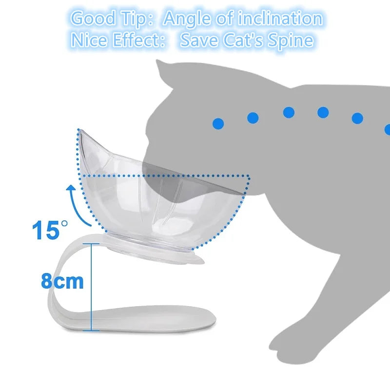 Non slip pet bowl demonstrating 15° angled design for ergonomic feeding, supporting pets' posture and digestion.