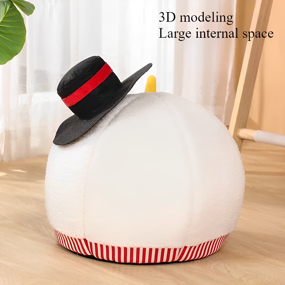 Nid de chat Bonhomme de neige de Noël – Lit semi-fermé douillet pour le confort hivernal
