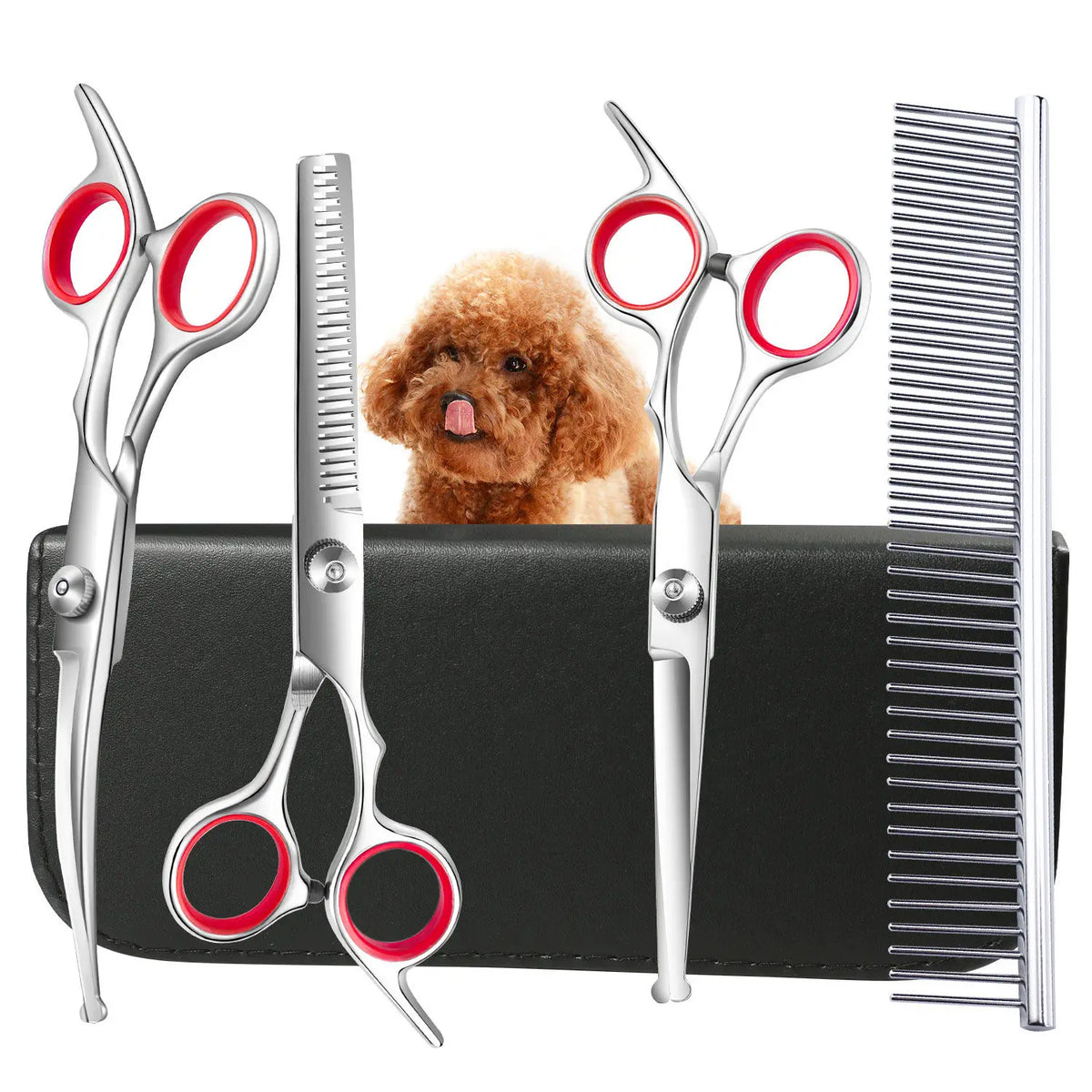 Stainless steel pet grooming scissors set for cats and dogs with comb and trimming tools