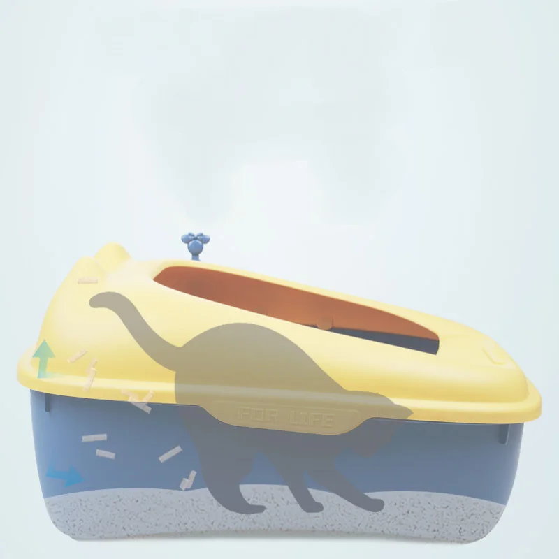 Semi-enclosed cat litter box with high border, easy to clean, and private space for cats