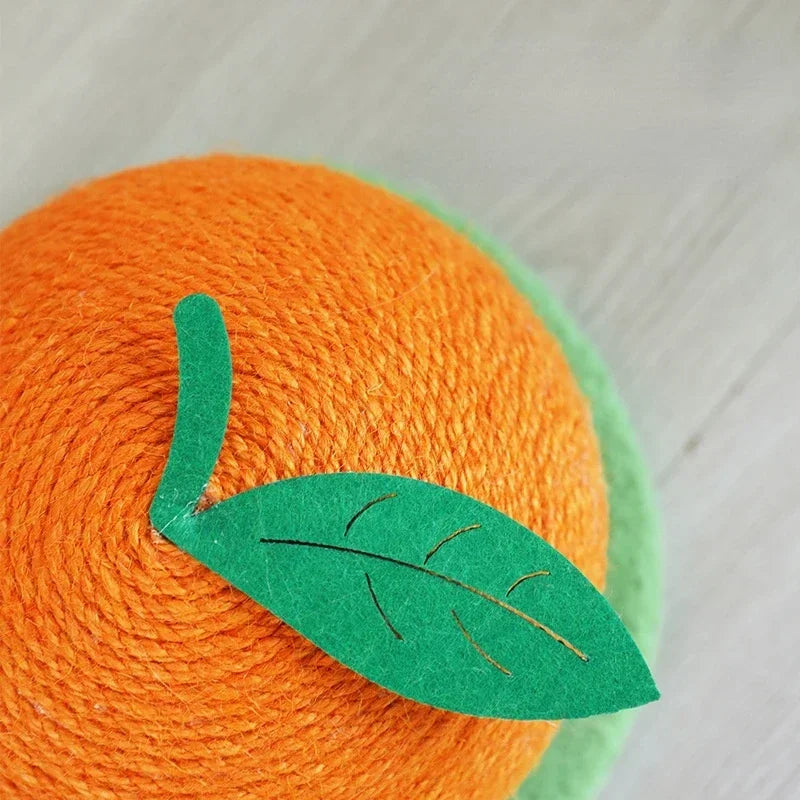 Fruit-shaped cat scratching ball toy with sisal climbing frame