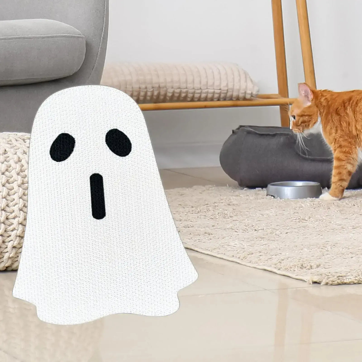 Halloween-themed cat scratching mat with durable design for furniture protection.