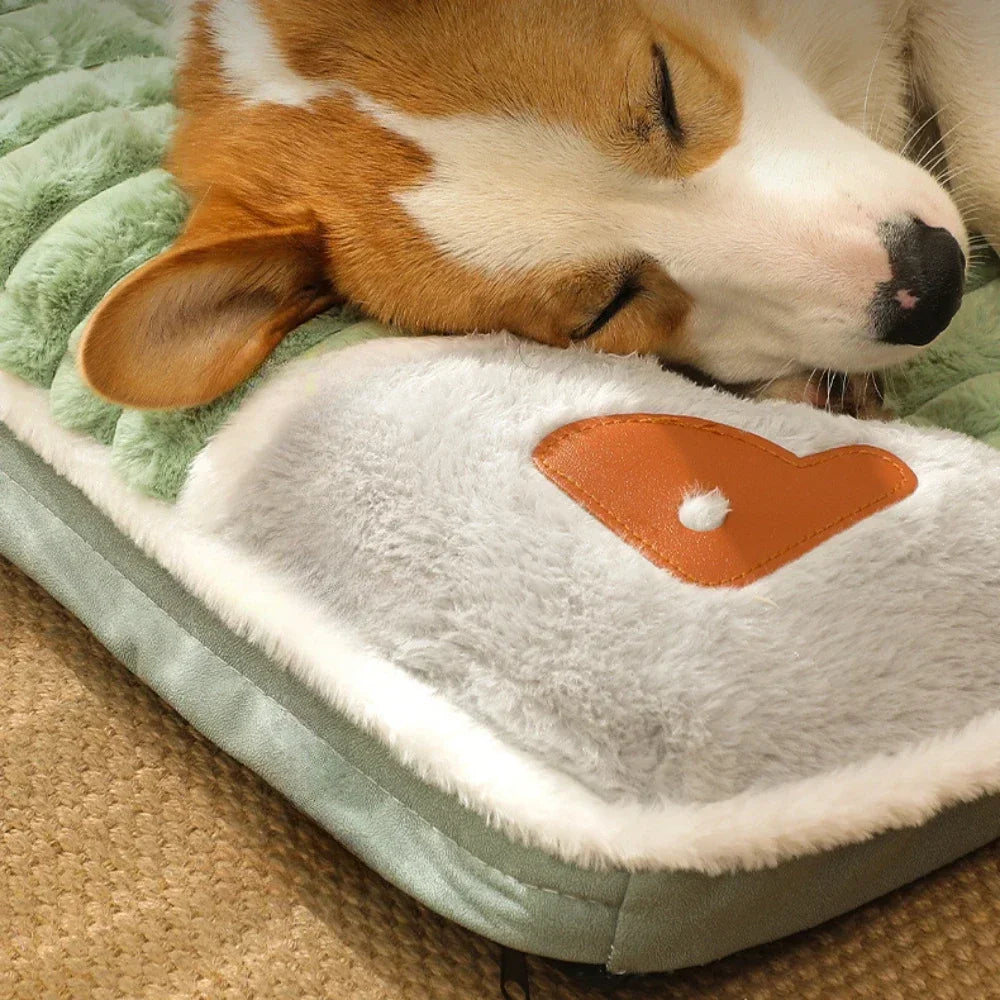 Thick plush pet bed mat for dogs and cats with washable cover for winter comfort