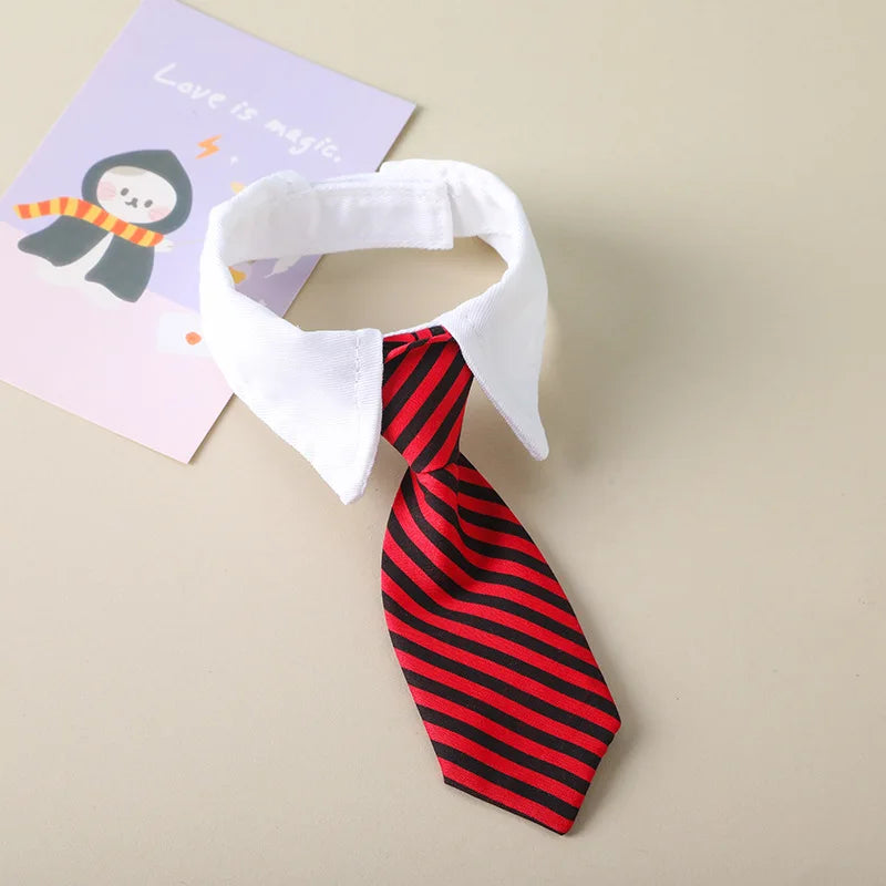 Adjustable striped bow tie collar for cats and small dogs – festive pet fashion