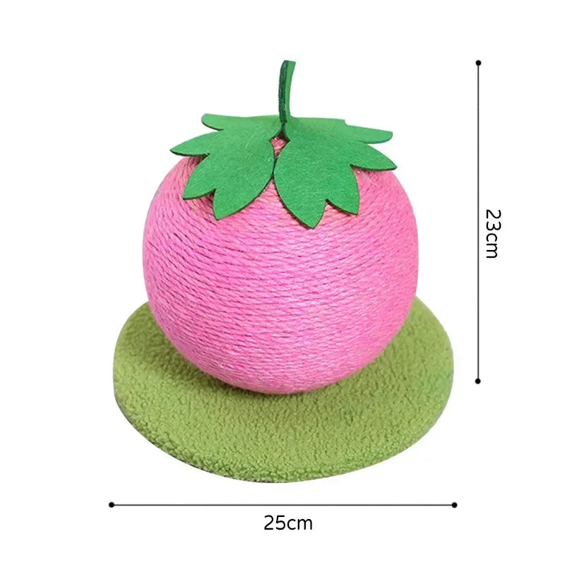 Fruit-shaped cat scratching ball toy with sisal climbing frame