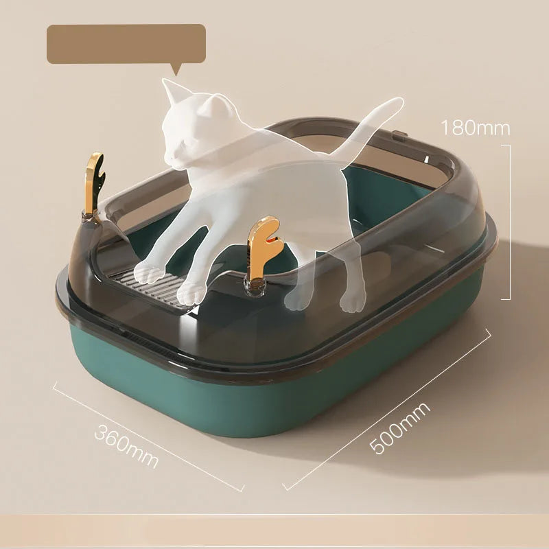 Semi-enclosed cat litter box with antler design, high border anti-splash, and privacy for cats