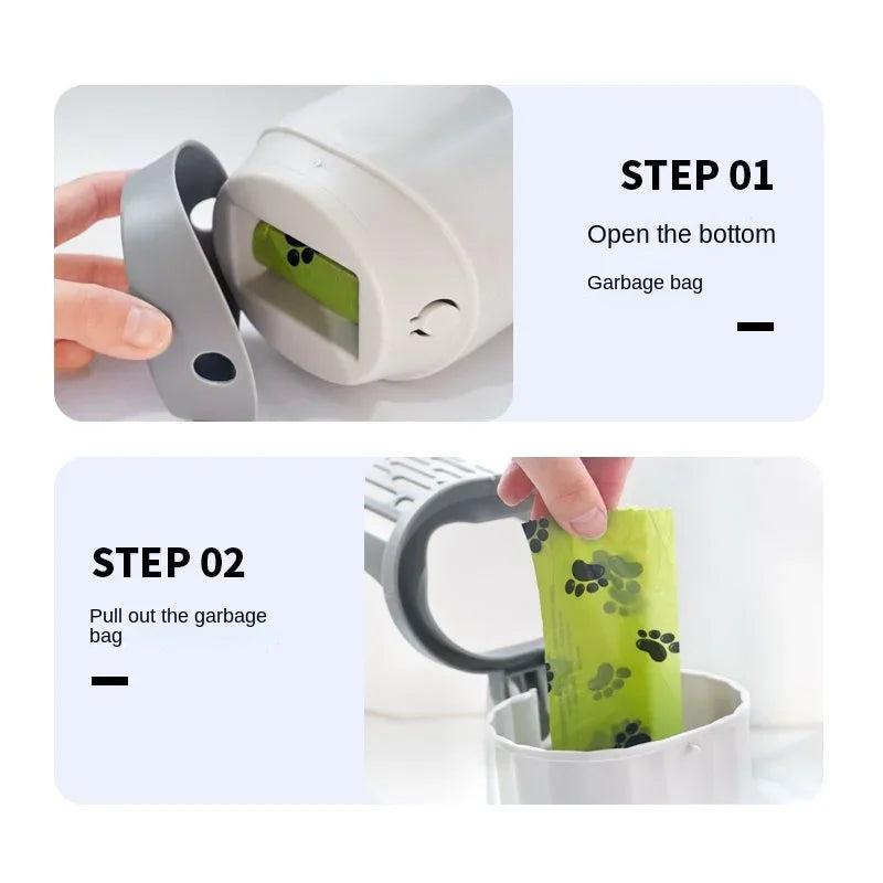 Cat litter scoop with built-in waste bin for easy litter box cleaning