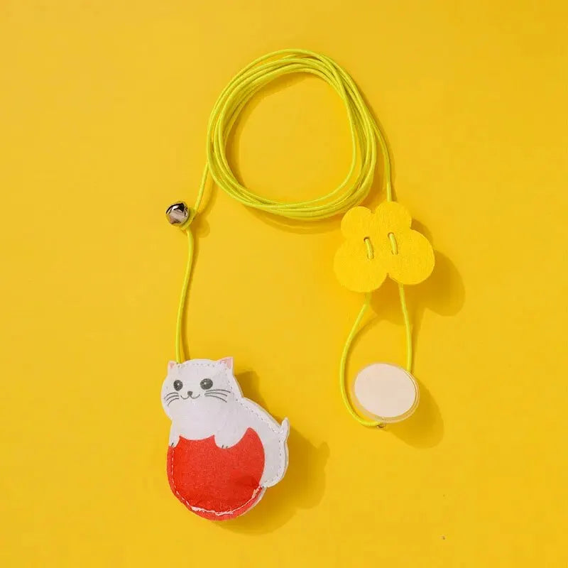 Interactive cat toy with automatic telescopic teaser and bell for indoor play