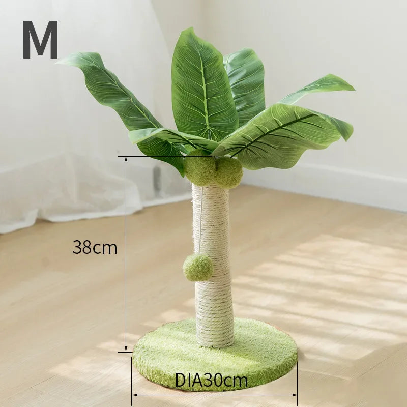 Coconut tree-shaped cat scratching post and climbing tower for indoor exercise