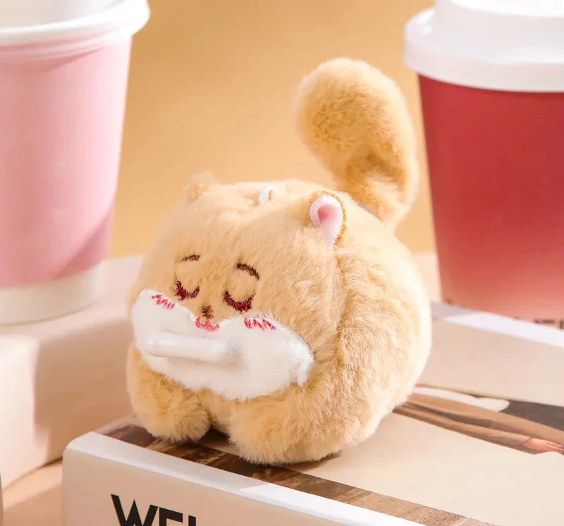 Tow Tail Plush Cat Doll with wagging tail, soft interactive toy for pets and cat lovers