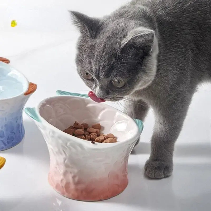 Elegant ceramic pet bowl for cats and dogs with anti-skid bottom.