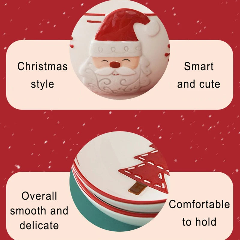 Nordic Santa Claus Ceramic Pet Bowl with Christmas style, smooth finish, and cute design for pets' mealtime.