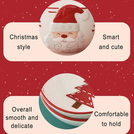 Nordic Santa Claus Ceramic Pet Bowl with Christmas style, smooth finish, and cute design for pets' mealtime.