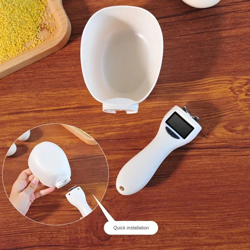 Digital pet food scoop with scale for accurate dog and cat feeding