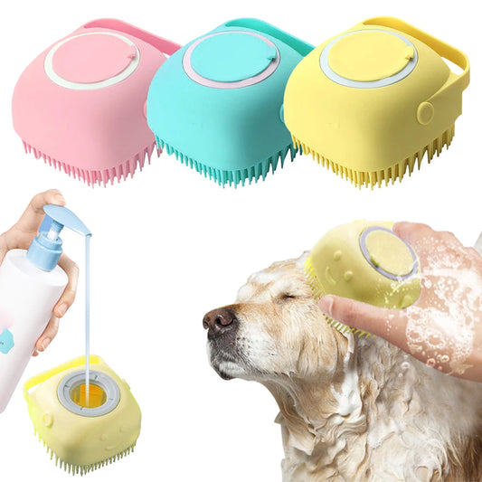 Soft silicone pet bath massage grooming gloves for dogs and cats