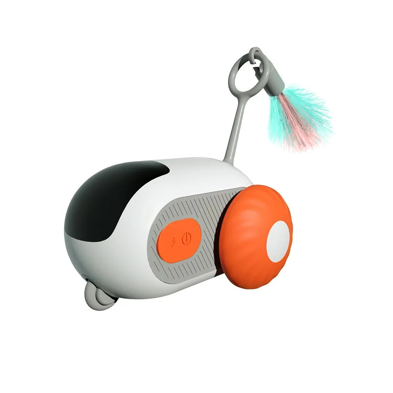Smart interactive remote-controlled cat toy with feather teaser and obstacle avoidance