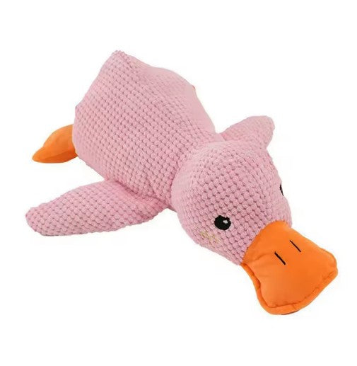 Calming pet toy featuring a pink plush duck, perfect for interactive play for cats and dogs.