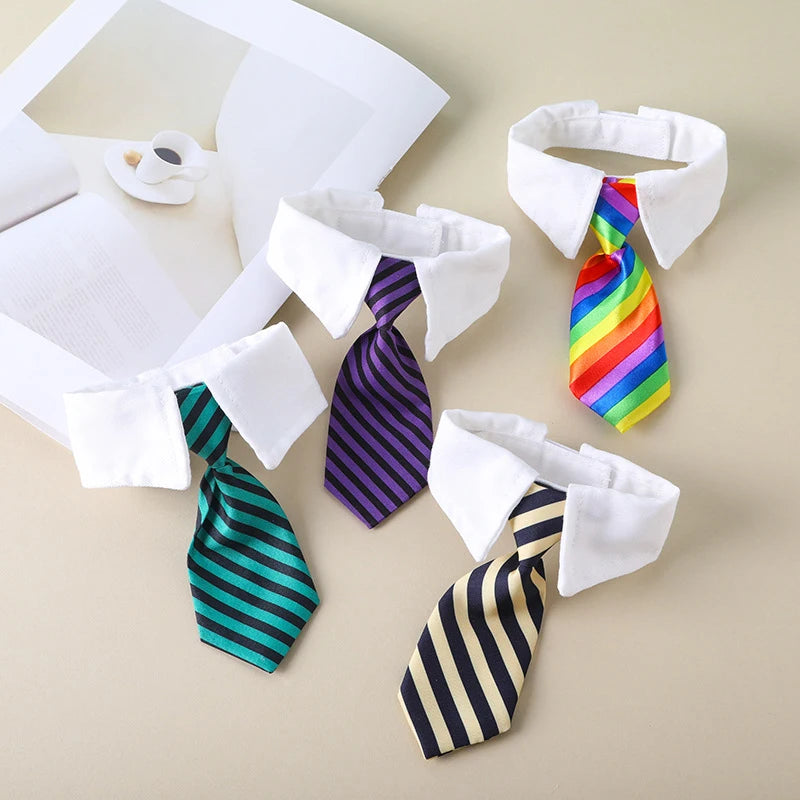 Adjustable striped bow tie collar for cats and small dogs – festive pet fashion