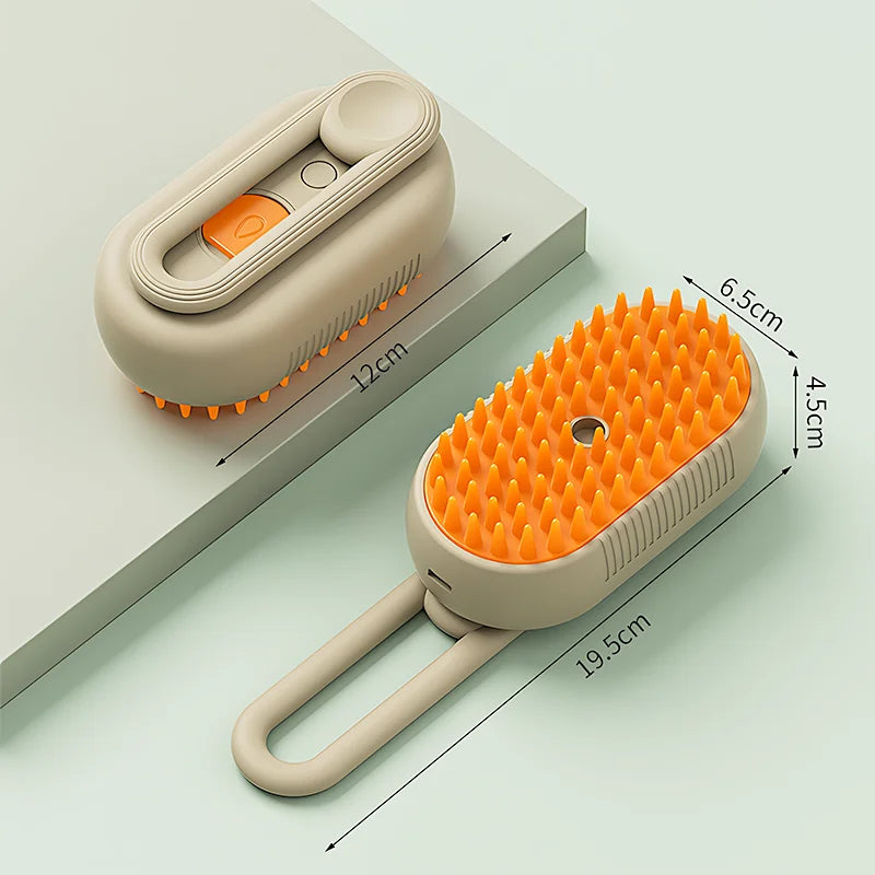 Pet Steam Brush for grooming, detangling, and hair removal for cats and dogs with steam spray function