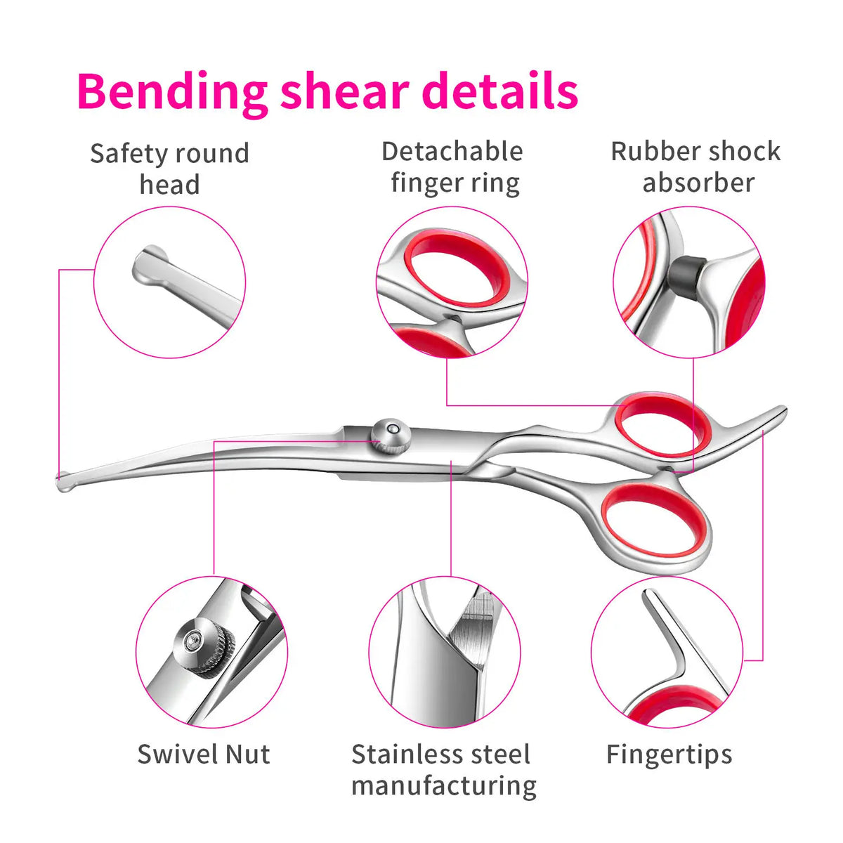 Stainless steel pet grooming scissors set for cats and dogs with comb and trimming tools