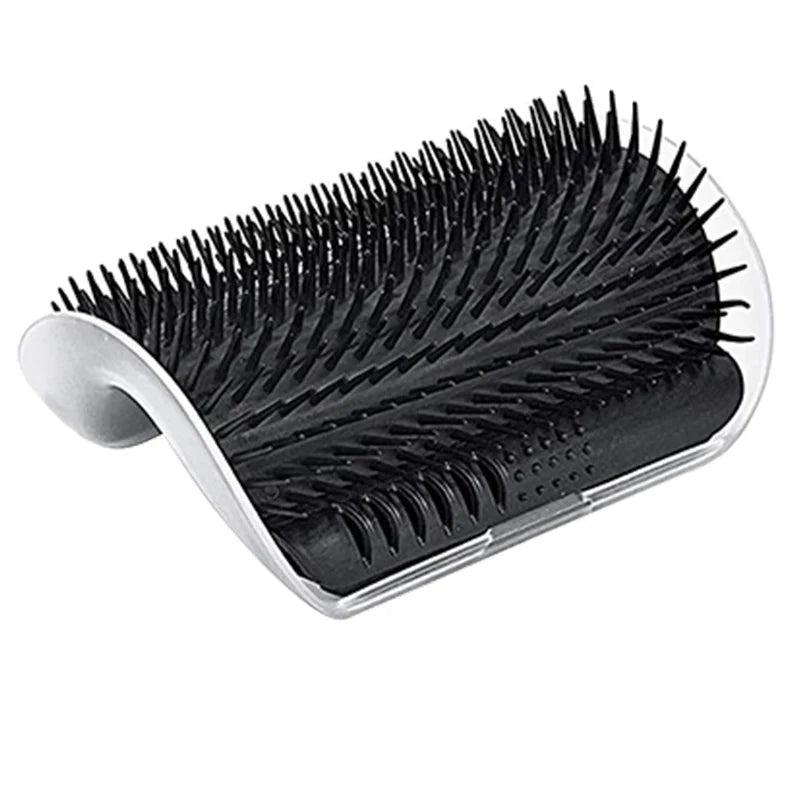 Self-grooming cat brush for hair removal and massage with easy wall attachment