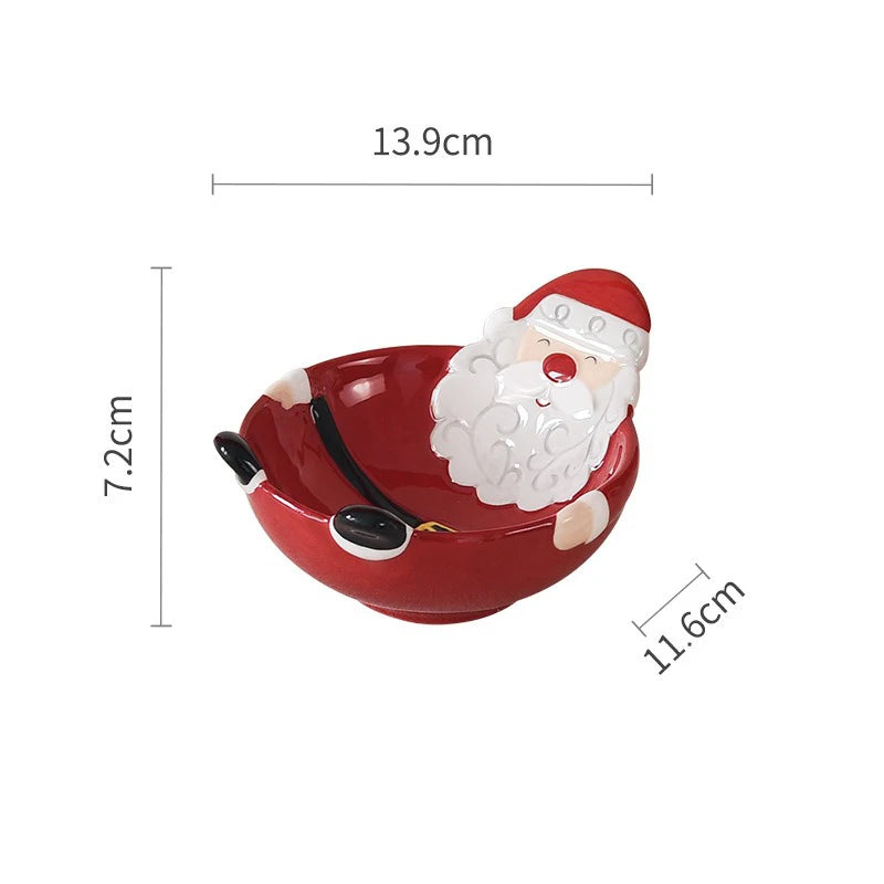 Nordic Santa ceramic pet bowl dimensions with Santa Claus relief design for holiday pet tableware.